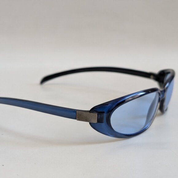 NWT Vintage 90's Plastic Rectangle Designer Sport Sunglasses (S. Crystal Blue) - Picture 2 of 5